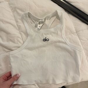 ALO Yoga Aspire Ribbed Crop Top - White